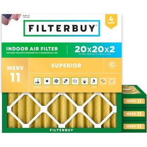 Filterbuy 20x20x2 Air Filter (4-Pack), Pleated MERV 11 Allergen Defense Replacement HVAC AC Furnace Filters (Actual Size: 19.50 x 19.50 x 1.75) - 1 of 4