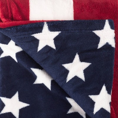 Patriotic American Flag Reversible Fleece Throw Blanket