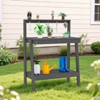 3-in-1 HDPE Potting Bench with Shelves and Hooks – Durable Outdoor & Indoor Planting Table - 2 of 4