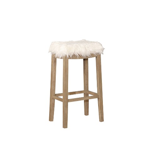 Claridge Faux Flokati Bar Stool White Linon Target