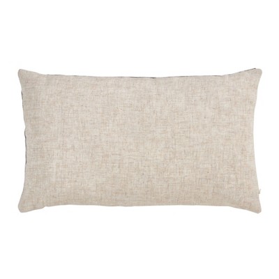 Black and Cream Geometric Velvet Lumbar Pillow Cover