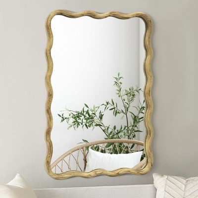 Beautyolove 20 in. W x 30 in. H Rectangle Burlywood Framed Wavy Wall Mirror