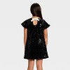 Girls' Short Sleeve Sequin Velvet Dress - Cat & Jack™ Black - 2 of 3