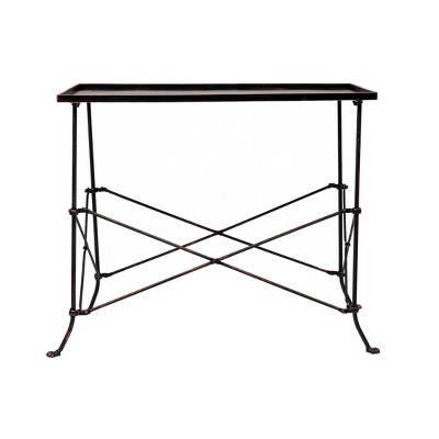 Elegant Bronze-Finish Metal Console Table with Storage Tray, 31.5"
