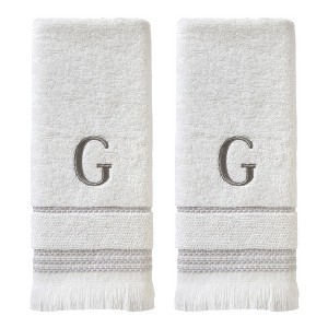 SKL Home By Saturday Knight Ltd Casual Monogram Hand Towel Set G - 2-Count - 16X26", White - 1 of 1