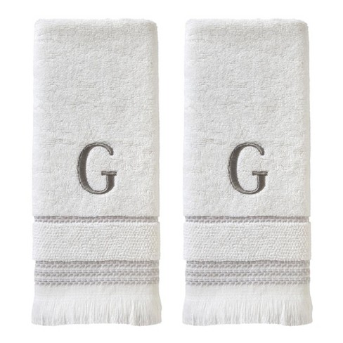 SKL Home By Saturday Knight Ltd Casual Monogram Hand Towel Set G - 2-Count - 16X26", White - image 1 of 1