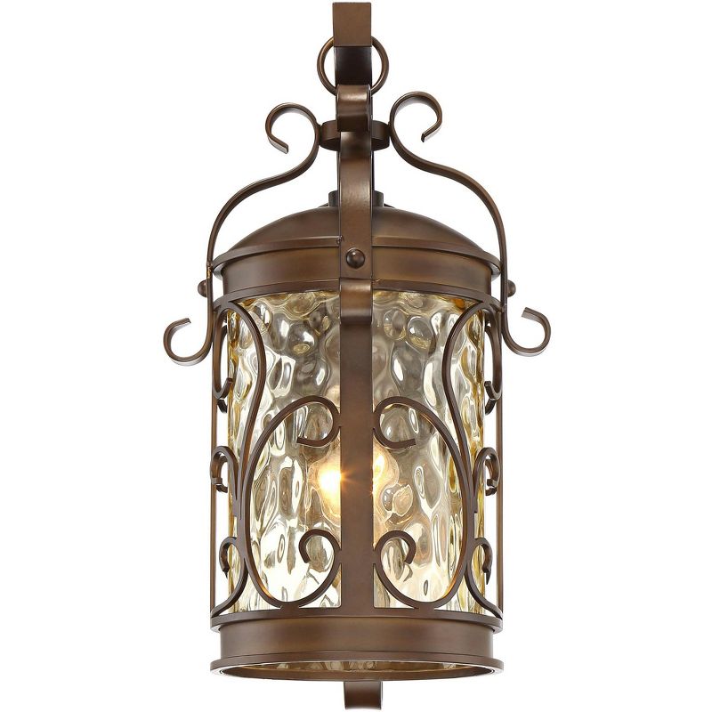 John Timberland Conway Vintage Rustic Outdoor Wall Light Fixture Oil Rubbed Bronze Scroll 17 1/2" Amber Hammered Glass for Post Exterior Barn Deck, 5 of 9
