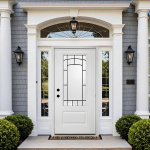 Chic Crate 36"x80" Fiberglass Front Door with Frosted Glass, Vinyl Frame Included - 1 of 4