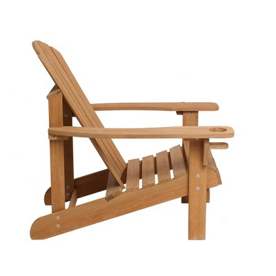 Natural Wood Adirondack Chair with Cup Holder