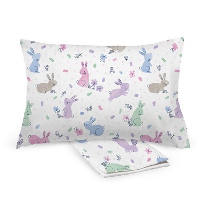 BreathableBaby Cotton Percale Pillowcase, For 13" x 18"/33 x 46 cm Toddler Pillow, Bunnies (2-Pack)