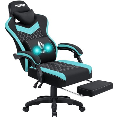 Hoffree Breathable Fabric Massage Gaming Chair Ergonomic Office PC Chair with Footrest & Adjustable