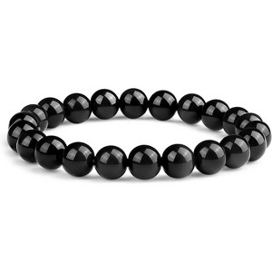 8mm Beaded Bracelets with Natural Gemstones for Women & Men, Elastic Adjustable Protection Crystal Bracelet - 1 of 4