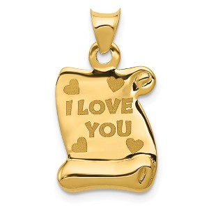 Black Bow Jewelry 14k Yellow Gold I LOVE YOU Scroll Page Pendant, 13mm - 1 of 4