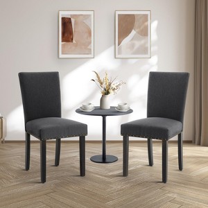 Dining Chairs Set of 2 Upholstered Parsons Dining Chairs with Nailhead Trim and Solid Wood Legs - 1 of 4
