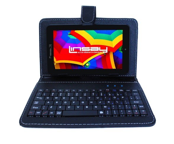 LINSAY&#174; 7" HD Quad Core  with Black Keyboard Case