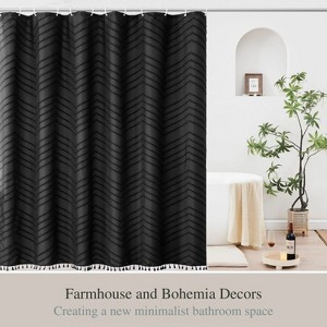 LunaLulinlk Black Boho Shower Curtain Fabric - 1 of 4