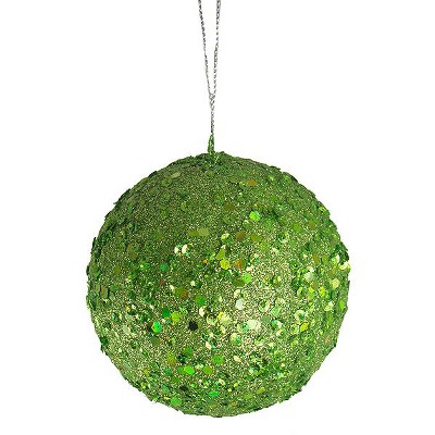 Vickerman 4.75" Holographic Glittered Christmas Ball Ornament - Green