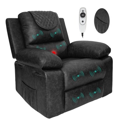Classic Recliner Chair with Massage, Heat, Breathable PU Leather Electric Adjustable Recliners for Small Space or Living Room, Office, Bedroom
