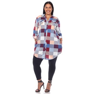 Plus Size Plaid Tunic Shirt - White Mark - 1 of 4