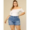 Agnes Orinda Women's Plus Size Denim High Waisted Raw Hem Stretched Distressed Lounge Jean Shorts - 3 of 4
