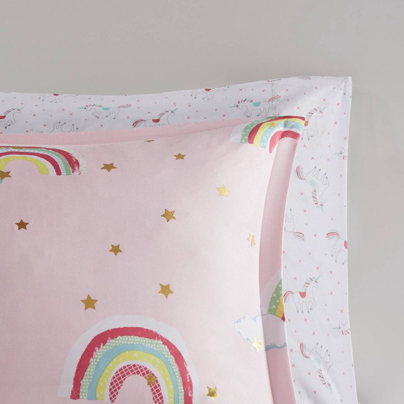 Natalie Rainbow and Metallic Stars Kids' Comforter Set with Bed Sheets - Mi Zone, 5 of 10