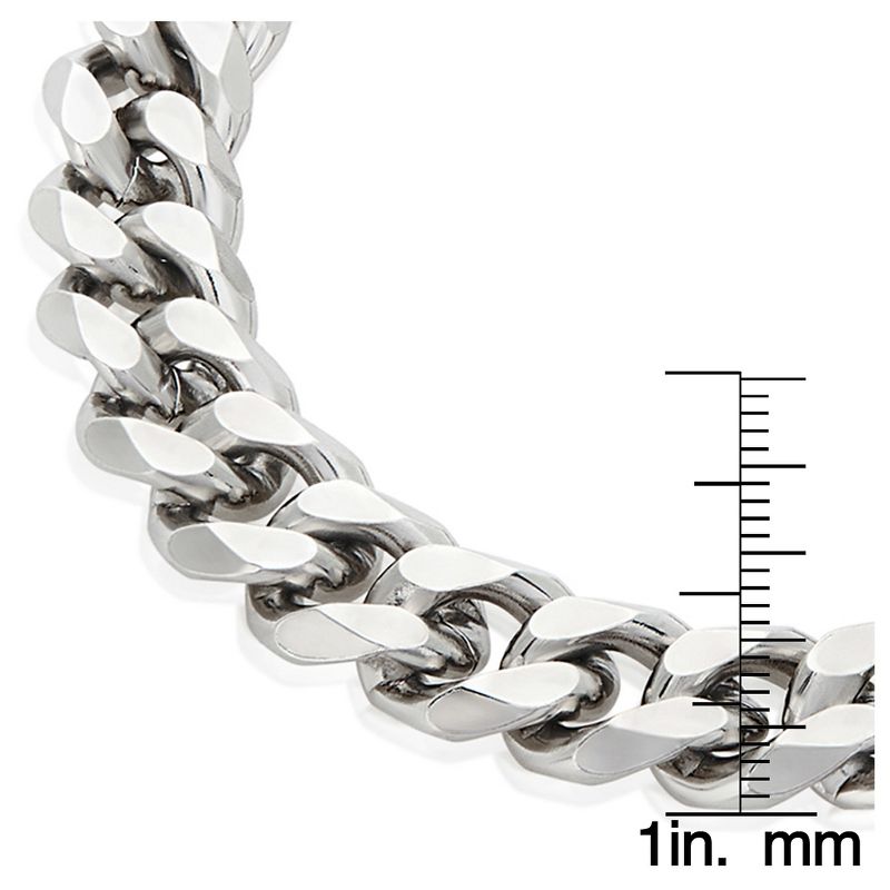 Men's Crucible Stainless Steel Beveled Curb Chain Bracelet (11mm) - Silver (8.5"), 3 of 5