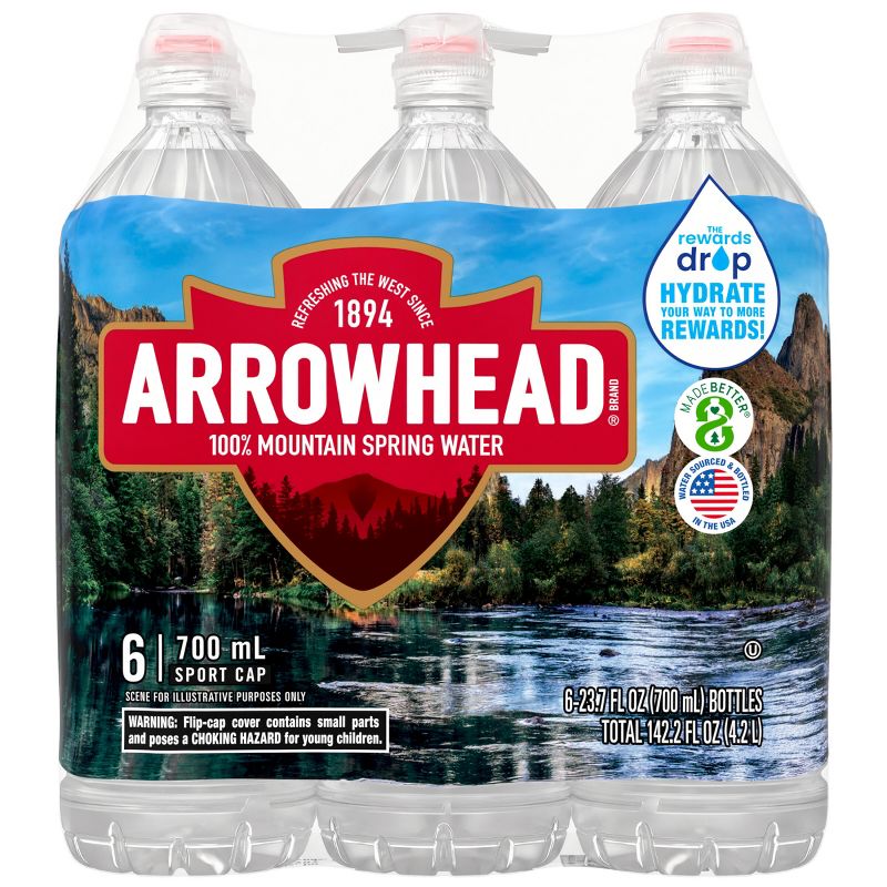 Arrowhead Brand 100% Mountain Spring Water - 6pk/23.7 fl oz Sports Cap Bottles, 4 of 13