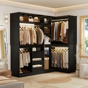 Aheaplus 72'' Set of 2 Corner Closet System with Drawers, Space-saving Closet Organizer with Hanging Rods and Storage Shelves - 1 of 4