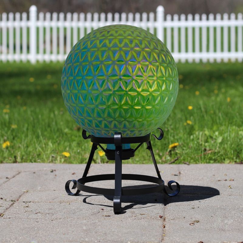 Northlight 10" Blue Iridescent Textured Glass Outdoor Patio Garden Gazing Ball, 2 of 4