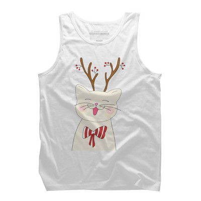 Men's Design By Humans Christmas cat By Rasheb Tank Top
