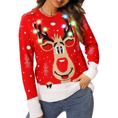 Christmas sweater, Womens Christmas Sweater, Christmas Reindeer Long Sweater, Holiday Pullover Jump