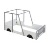 Twin Bed Frame, Car-Shaped Design with Roof, Wheels and Safe Guardrails, Fun Playhouse Wooden Platform Bed, Kids Bedroom Furniture - 4 of 4