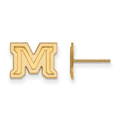 Black Bow Jewelry 14k Yellow Gold Montana State Bobcats NCAA Post Earrings
