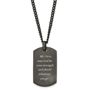 Chisel Stainless Steel Black and Yellow IP-plated with Cubic Zirconia HERO Dog Tag on a 24" Curb Chain Necklace - 1 of 4