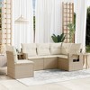 vidaXL 5 Piece Patio Sofa Set with Cushions - Beige and Cream Without Table - 2 of 4