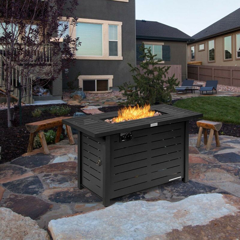 Costway 42'' Rectangular Propane Gas Fire Pit 60,000 Btu Heater Outdoor Table W/ Cover, 3 of 10