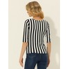 INSPIRE CHIC Women's Elbow Sleeves Boat Slim Fit Casual Stripe Animal Print Multi Floral Pattern T-Shirt - 4 of 4