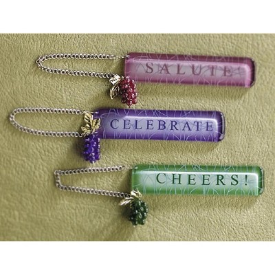  Ganz 4.5" Wine Theme Grapes "SALUTE" Bottle Tag Christmas Ornament - Pink 