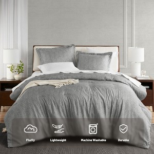 3Pcs Simple & Cozy Style Comforter Set, Premium Lightweight Breathable Chambray-like Design Solid Bedding Set for All Seasons,St. Patrick's Day Deal - 1 of 4