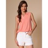 INSPIRE CHIC Women's Summer Sleeveless V Neck Turndown Collar Polo Casual Blouse - 2 of 4