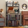 HDZNVF Record Player Stand With Charging Station, Turntable Stand Holds Up To 300 Albums Black - 2 of 4