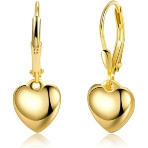 925 Sterling Silver Heart Dangle Earrings for Women Silver Dangle Leverback Earrings Hypoallergenic Love Heart Dangle Drop Earrings for Jewelry Gifts - 1 of 4
