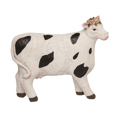 Transpac Resin 8.75" White Spring Flower Crown Farm Animal Figurine