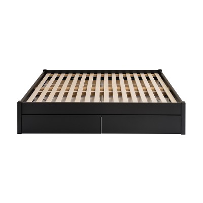 Black Queen Wood Frame Platform Bed with Storage Drawers