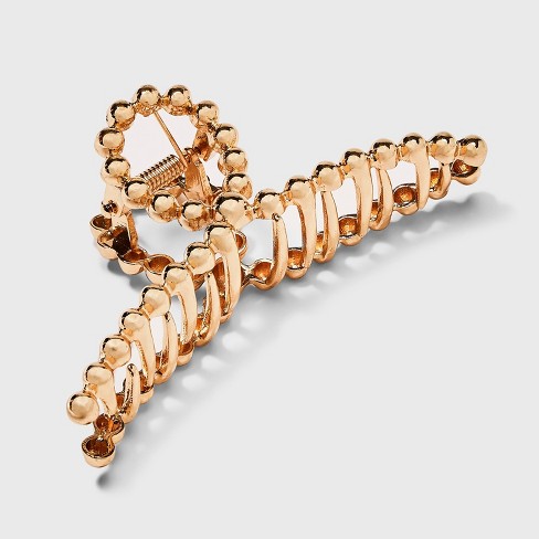 Gold Tone Metal Interlocking Claw Hair Clip - approximately (714262)