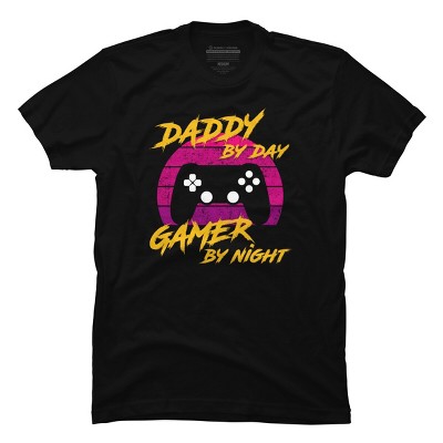 Men's Design By Humans Daddy By Day Gamer By Night By thriftjd T-Shirt