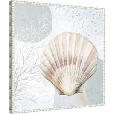 Blush Scallop Nautical Canvas Print with Beaded Frame