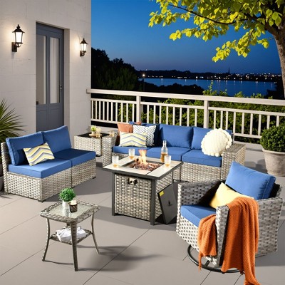 XIZZI Premium Outdoor Swivel Chair Sofa Set in 7 Colors, Modular Patio Seating with Swivel Chairs, Add-Ons Like Coffee Table and Fire Pit