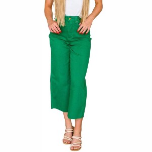 Women's High Rise Control Top Wide Leg Crop Jeans - Judy Blue - 1 of 4