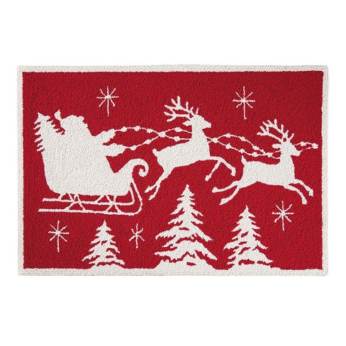  Winter Christmas Area Rug，5x8ft, Santa's Sleigh and